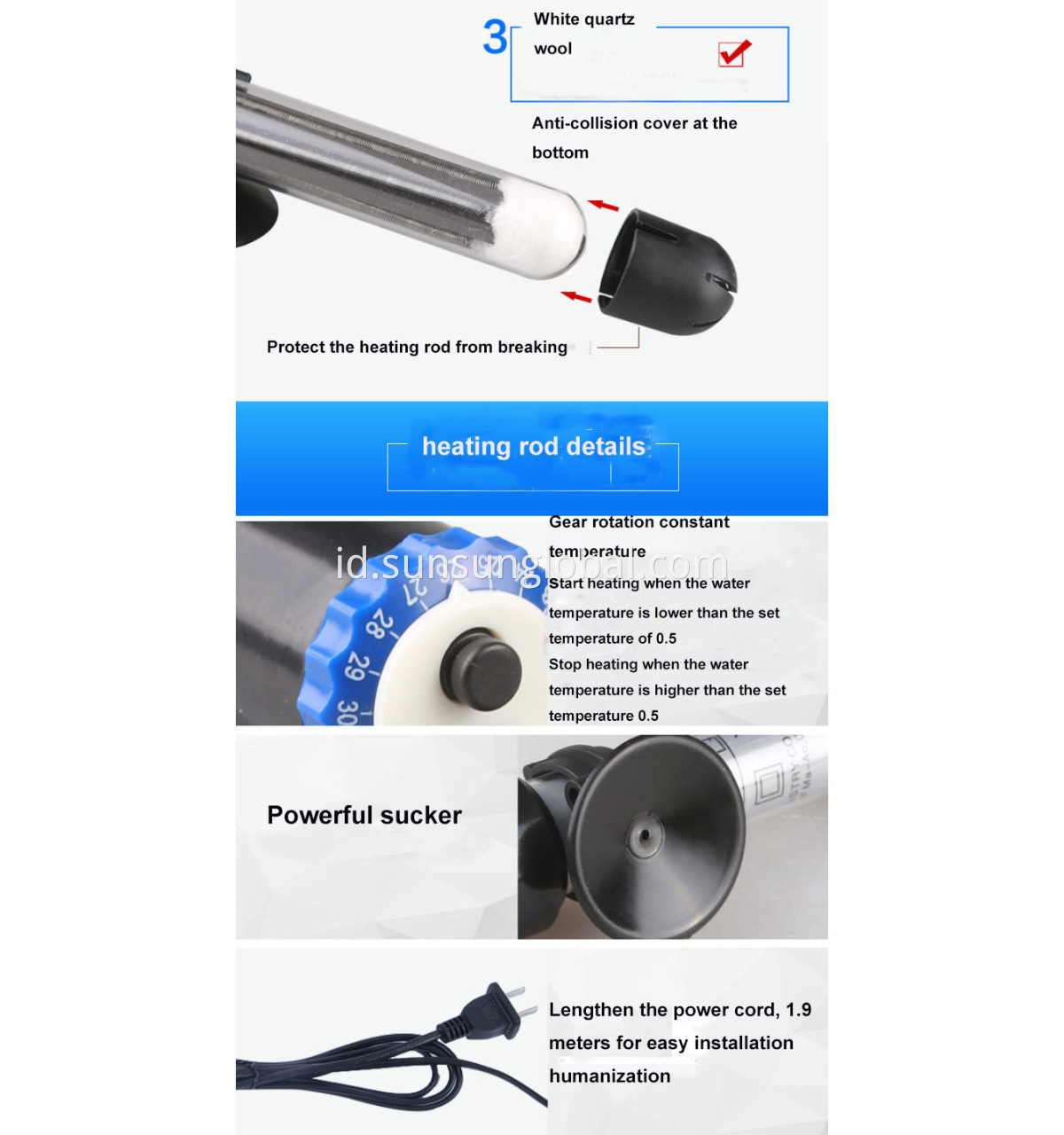 Pemanas Kaca Akuarium Sunsun Seri Jrb